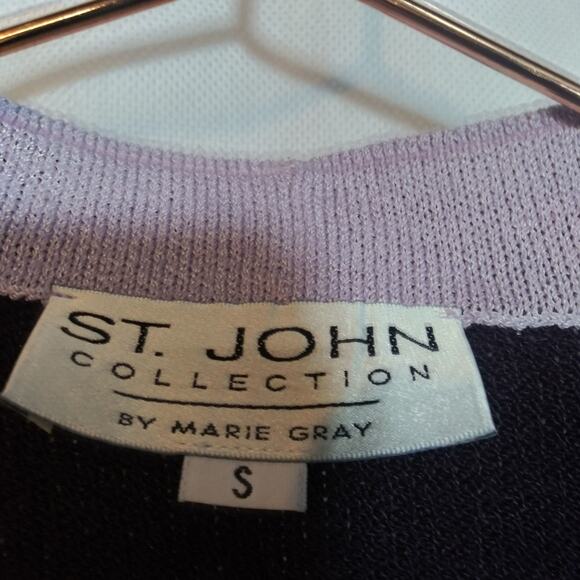 ST JOHN Eggplant Purple Santana Knit Sweater Cardigan Jacket Vintage Size Small - Picture 3 of 9